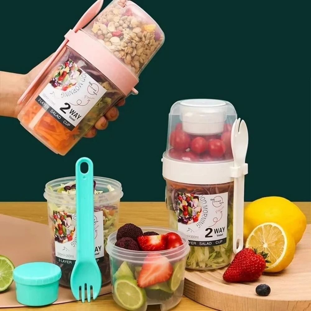 Meal Prep Glass Containers - Draagbare Salade Cup Ontbijt Cup Voedsel