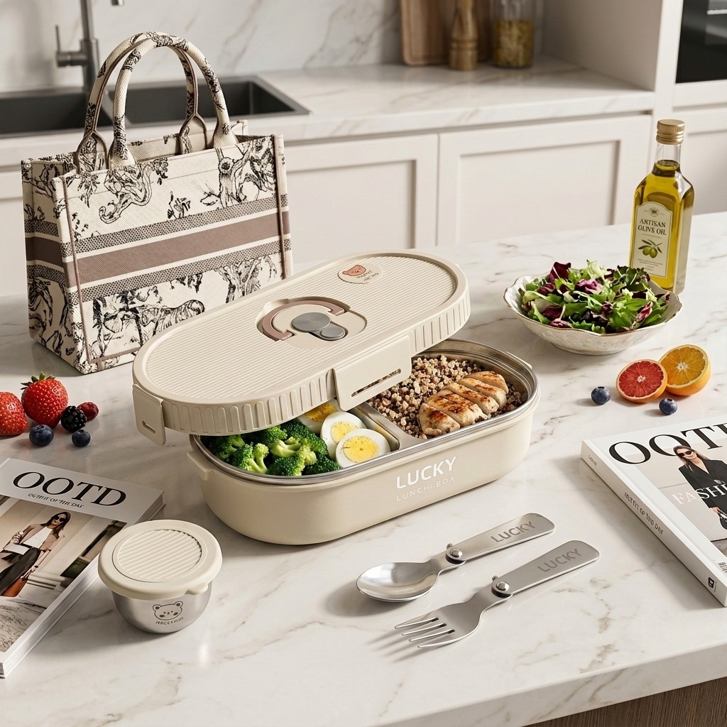 Meal Prep Recipes - Microgolfbestendige 304 roestvrijstalen bento lunchbox set,