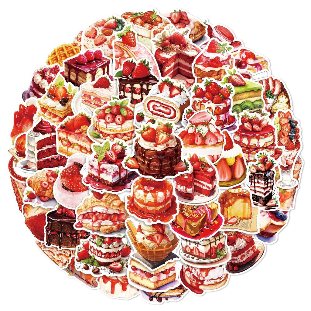 Strawberry Huller - 50 STKS Aardbeientaart Dessert Graffiti Stickers