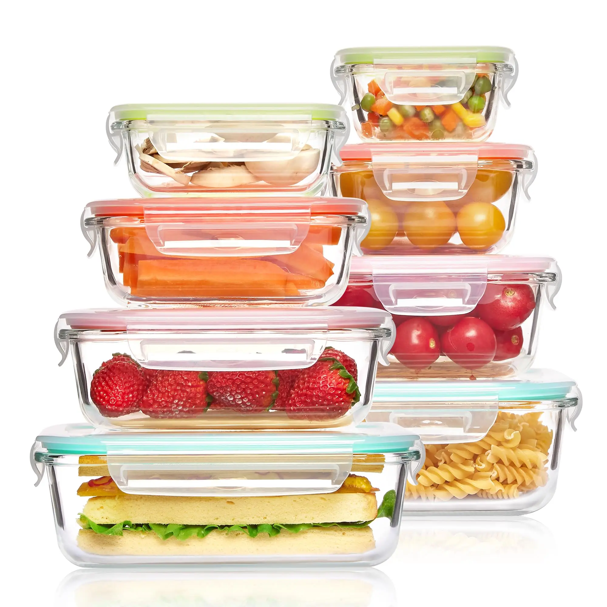 Meal Prep Recipes - Glazen lunchbox Voedselopslagcontainers, maaltijdbereiding, luchtdichte Bento