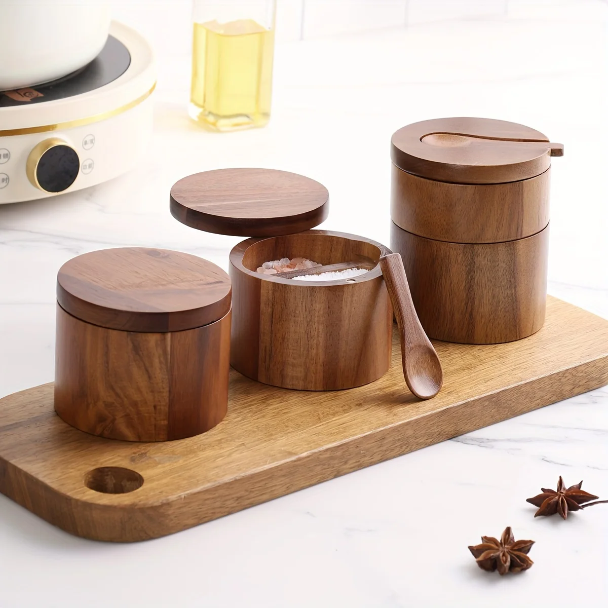 Zoutpot van acaciahout met lep - Herb Keeper Bottle recensie en prijs