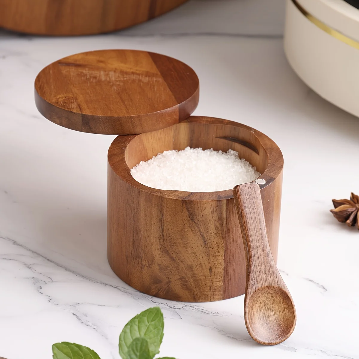 Zoutpot van acaciahout met lep - Herb Keeper Bottle recensie en prijs
