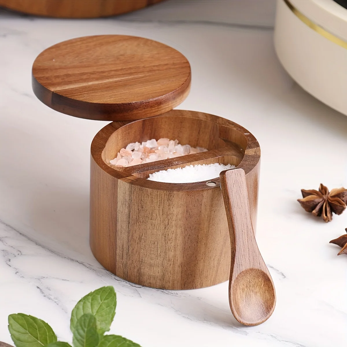 Zoutpot van acaciahout met lep - Herb Keeper Bottle recensie en prijs