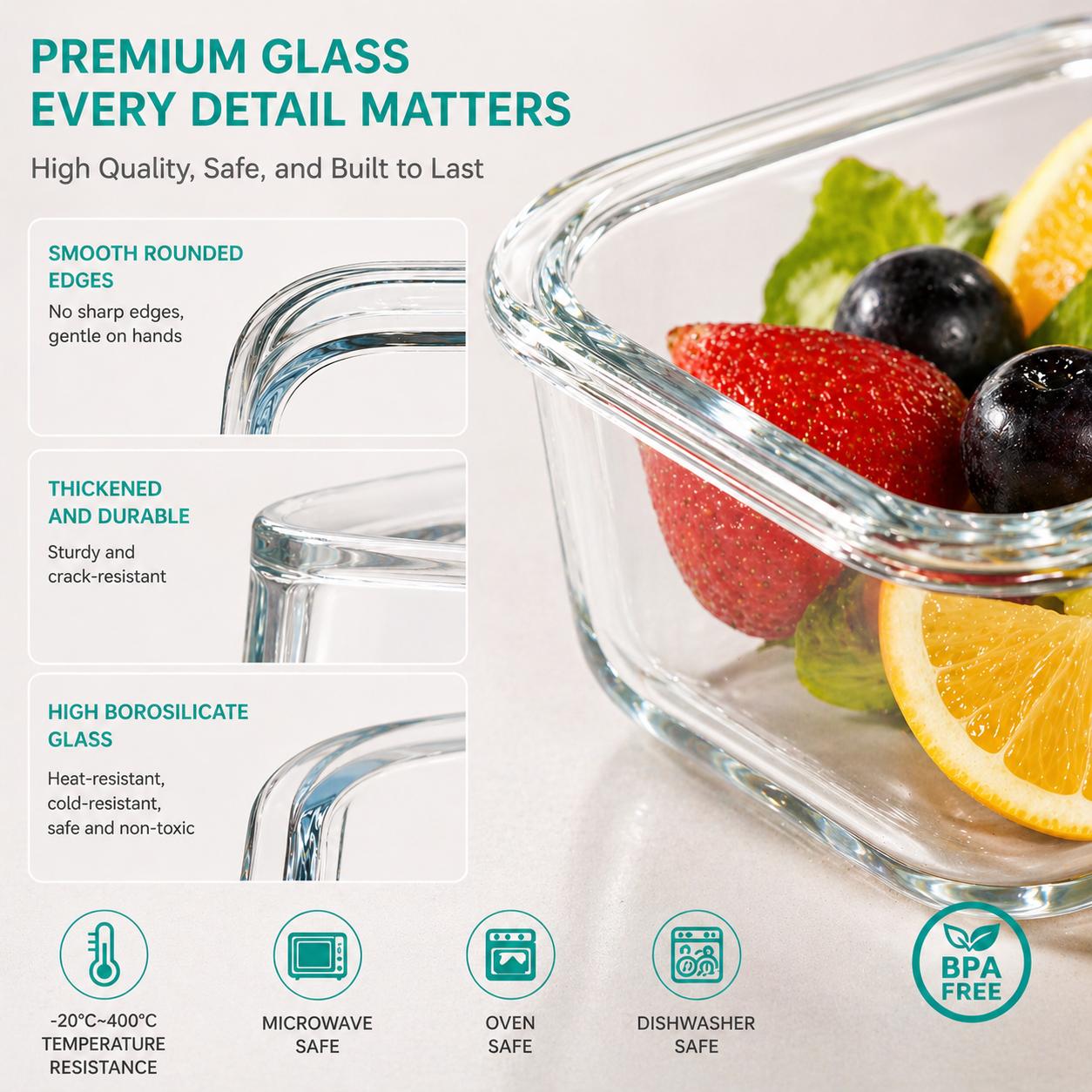 16 stuks verzegelde glazen voe - Meal Prep Glass Containers recensie en prijs